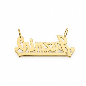 Back side of the name pendant yellow 10k stamp.