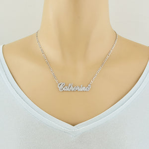 14k Gold Personalized Genuine Diamonds Name Necklace Cursive Font Customized Nameplate Fine Jewelry