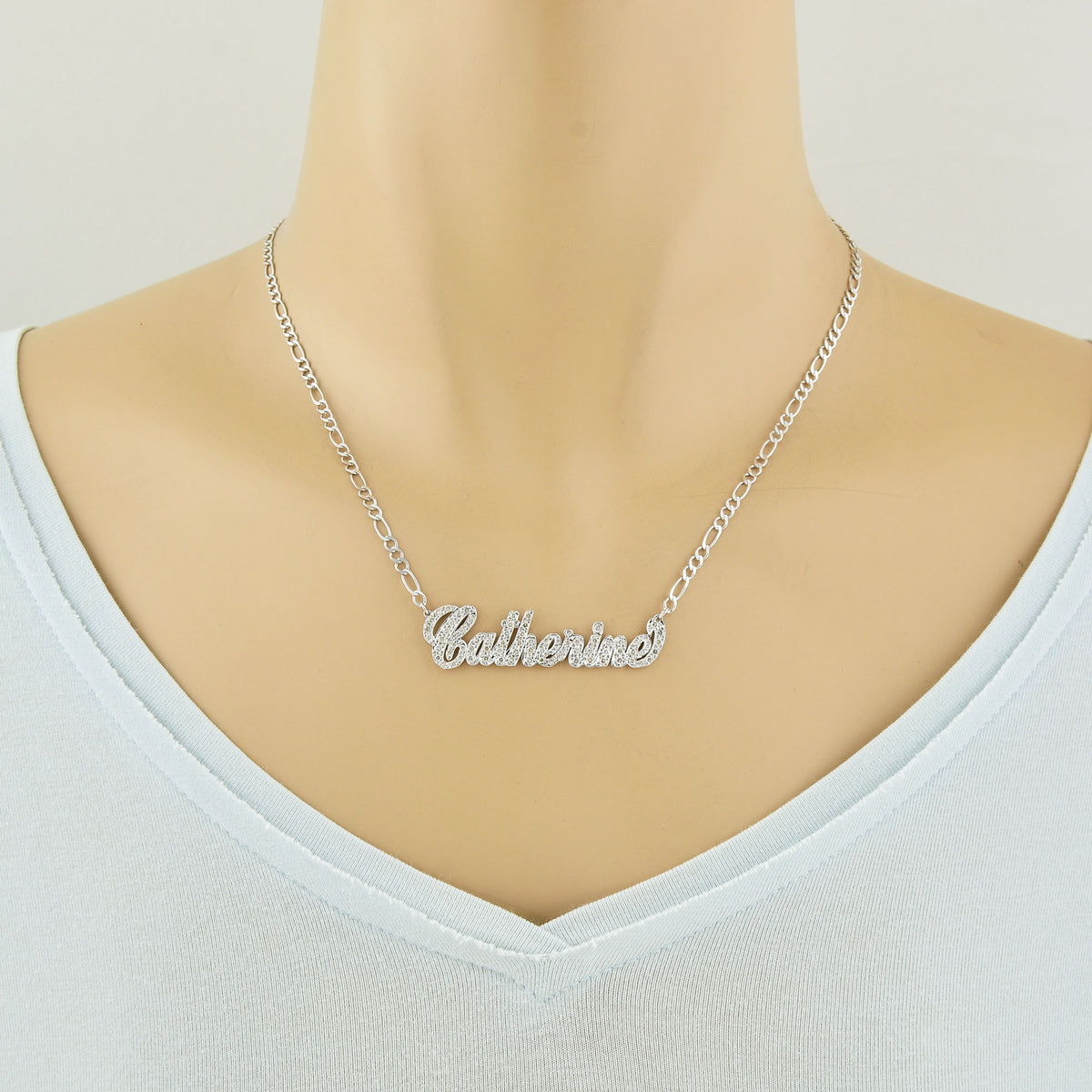 14k Gold Personalized Genuine Diamonds Name Necklace Cursive Font Customized Nameplate Fine Jewelry