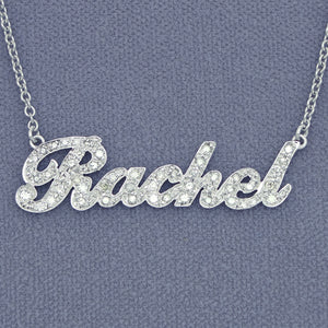 10k or 14k Gold Personalized Genuine Diamonds Cursive Name Necklace Fine Jewelry