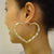 Large 10k or 14k Real Gold Skinny Heart Bamboo Hollow Earrings Fine Jewelry 2.9 Inches Wide