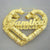 Large 10k Real Gold Personalized Customized Diamond Cut Name Puffy Heart Bamboo Earring 3 Inches