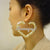 Large 10k Iced Out Customized Rhodium Name Heart Bamboo Earrings 3 Inches Wide  2 Tone Jewelry