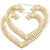 Large 10K Yellow Real Gold Puffy Heart Bamboo Hoop Earrings 3 Inches Wide.
