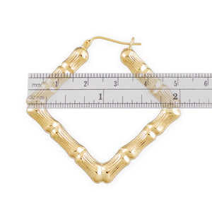 secure clip enclosure on 10K gold square door knocker hoop earrings