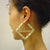 Large 10k Real Gold Square Personalized Diamond Cut Name Bamboo Earring 2.75 Inches Wide
