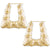 10K Real Gold Puffed Hollow Rectangular Shape Doorknocker Bamboo Hoop Earrings 1.6 Inches Wide.