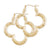 10K Real Gold Flower Shape Bamboo Hoop Earrings 2 Inches Wide Fine Jewelry