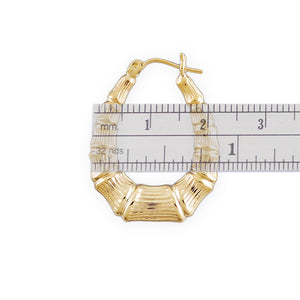 1 inch measurement scale for small 10K gold bamboo hoop earrings