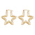 10K Real Gold Star Hollow Bamboo Earrings Jewelry 1.3 Inch Fine Jewelry