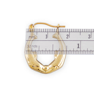 0.75 inch measurement guide for 10K yellow gold dolphin door knocker earrings