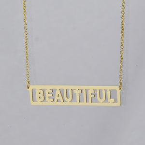 Custom solid gold horizontal bar pendant necklace personalized