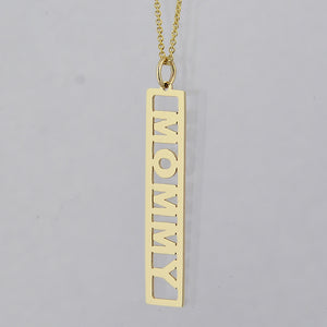 Close-up of high-polish 14k solid white gold personalized Roman numeral pendant.