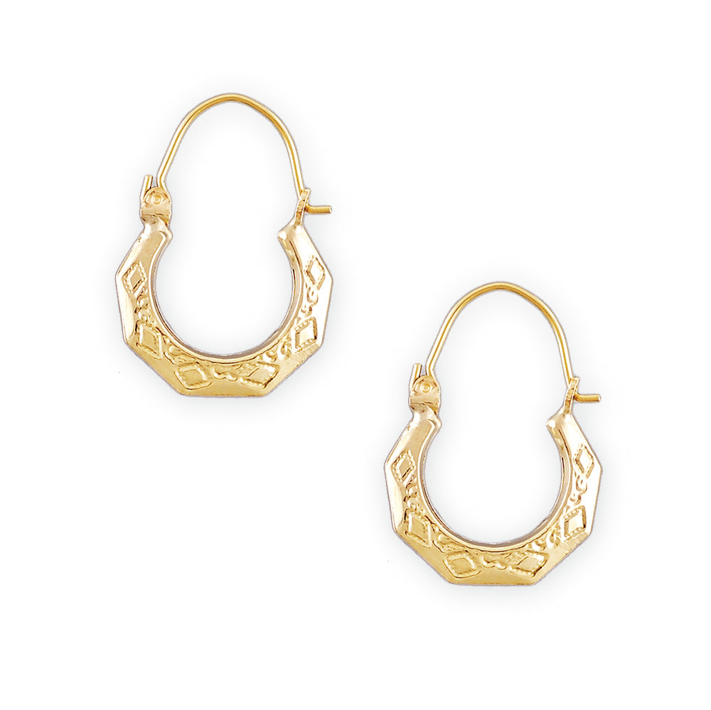 Pair of baby 10k yellow gold puffy hollow doorknocker drop earrings