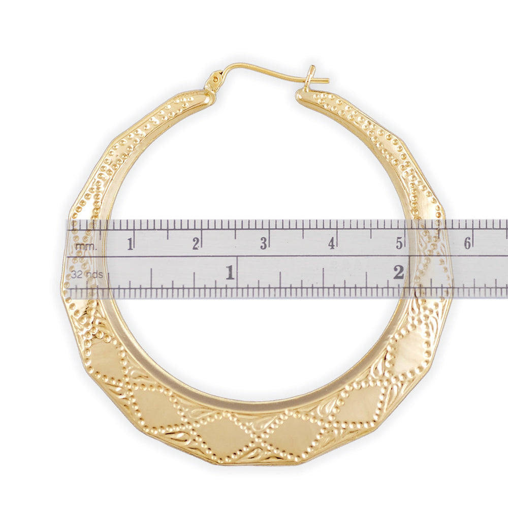 10k Real Gold Door knocker Hollow Hoop Earrings 2.25 inches Diameter