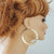 Large 10k Real Gold Door knocker Patterned Hollow Hoop Earrings 2.9 inches