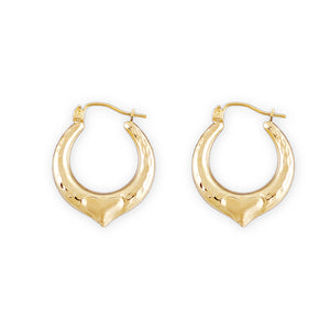 Pair of baby and kids 10K yellow gold diamond-cut heart door knocker hoop earrings
