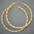 Large 10k Real Gold 4 mm Twisted Round Hollow Hoop Earrings 3 inches Diameter.