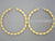 Extra Large 10k Real Gold 6 mm Twisted Round Hollow Hoop Earrings 3.5 inches Diameter.