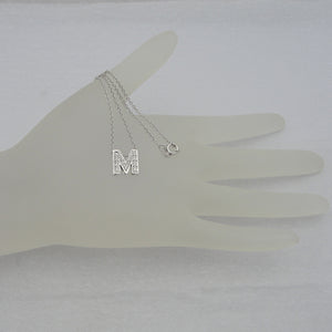 solid gold double plate diamond initial necklace for size reference
