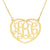 10k-14k Gold 3 Initials Heart Monogram Necklace 1 inch Wide GM52C