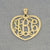 10k-14k Gold 3 Initials Heart Monogram Pendant 1 inch Wide GM52