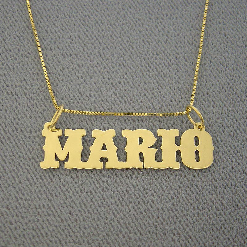 Solid Gold Junior Size Name Personalized Necklace Wester Font Letter Font Pendant Jewelry BP02