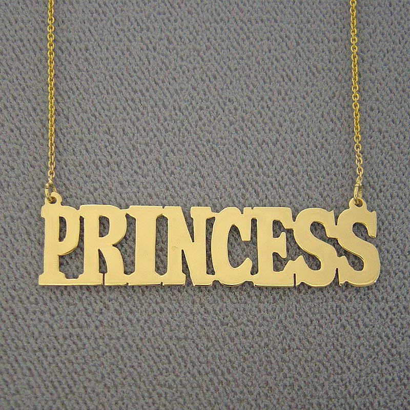 Gold Personalized Name Necklace Jewelry block lettering font NN25
