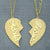 10k or 14k Solid Gold Personalized Broken Split Heart Pendant for Couples Name Jewelry