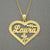 10k or 14k Solid Gold Personalized Name Heart Pendant Diamond Cut Flower Fine Jewelry Charm NP41