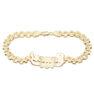 Detail of back nameplate on 10K gold presidential link band