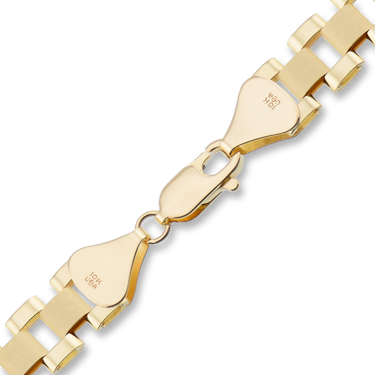 10K Solid Gold 8.0 mm Presidential Watch Band Style Link Personalized 3D Iced Out Nameplate Bracelet Anklet