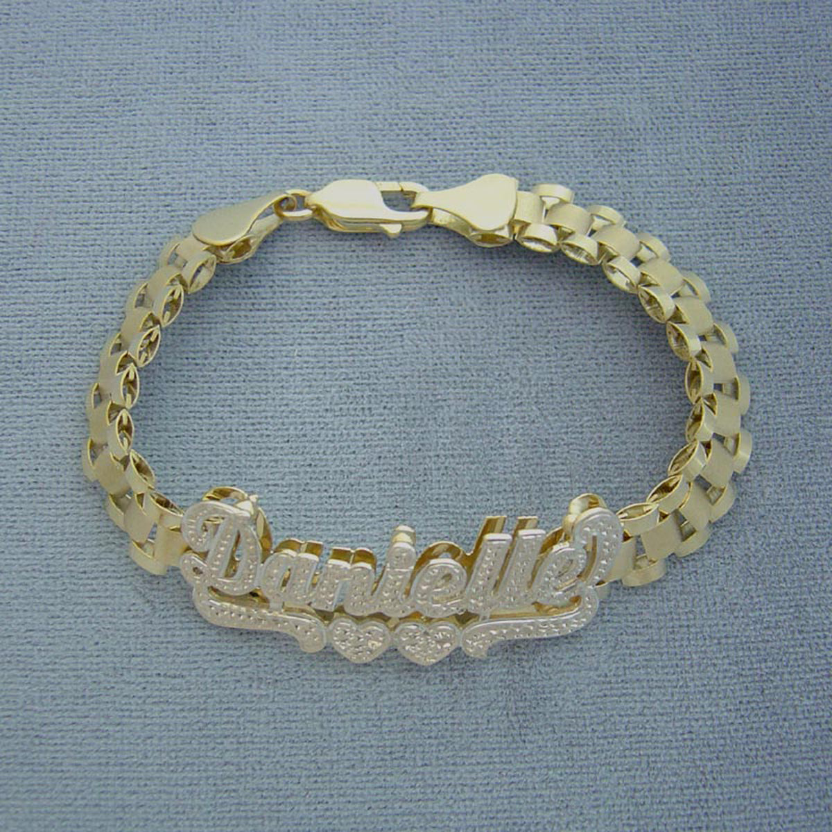 10K Solid Gold 8.0 mm Presidential Watch Band Style Link Personalized 3D Iced Out Nameplate Bracelet Anklet