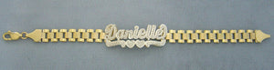 10K Solid Gold 8.0 mm Presidential Watch Band Style Link Personalized 3D Iced Out Nameplate Bracelet Anklet