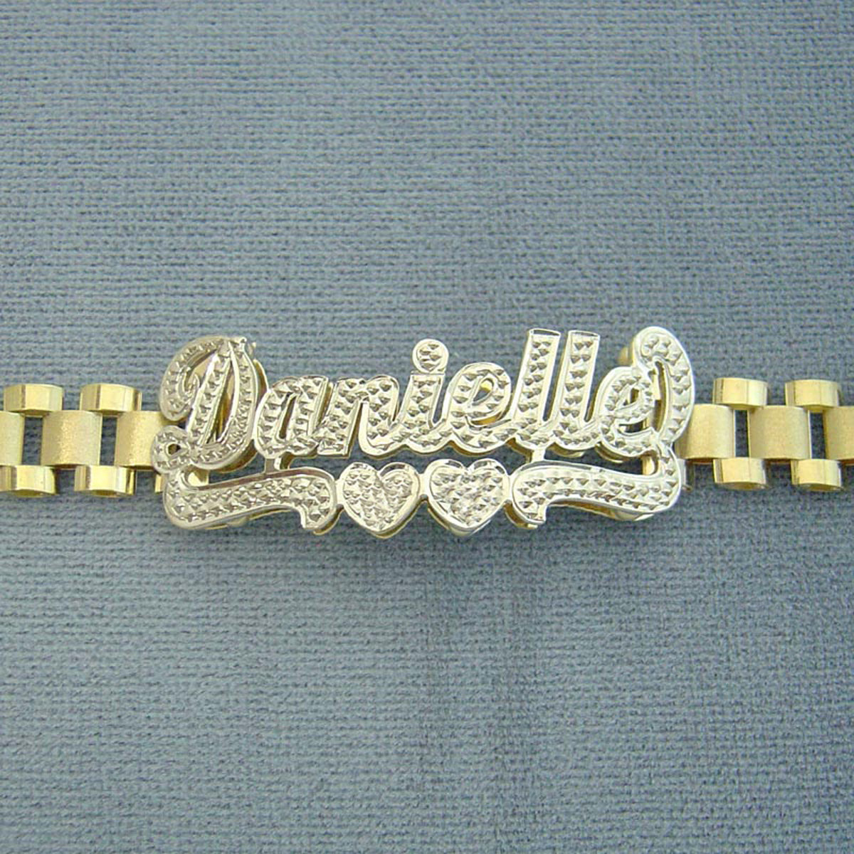 10K Solid Gold 8.0 mm Presidential Watch Band Style Link Personalized 3D Iced Out Nameplate Bracelet Anklet