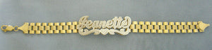 Personalized 3D Iced Out Nameplate 10K Solid Gold 10.0 mm Presidential Watch Band Style Link Bracelet Anklet