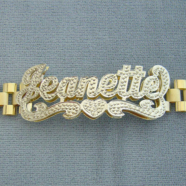 Personalized 3D Iced Out Nameplate 10K Solid Gold 10.0 mm Personalized 3D Iced Out Nameplate 10K Solid Gold 10.0 mm