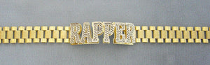10K Solid Gold 12.0 mm Presidential Watch Band Style Link Personalized 3D Nameplate Men's Bracelet Anklet