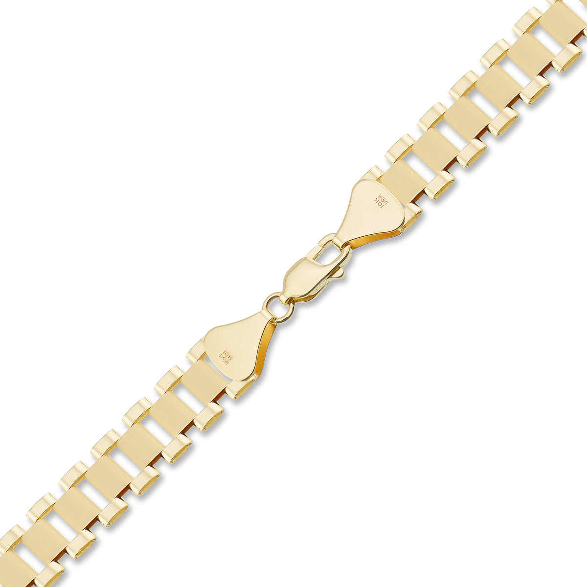 10K Solid Real Gold 10 MM Presidential Watch Band Style Hip Hop Bracelet or Anklet