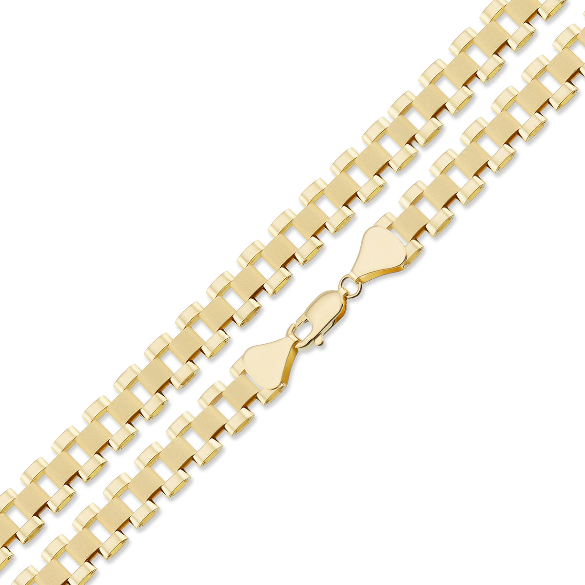 10K yellow gold 8mm presidential watch band link chain necklace laid flat