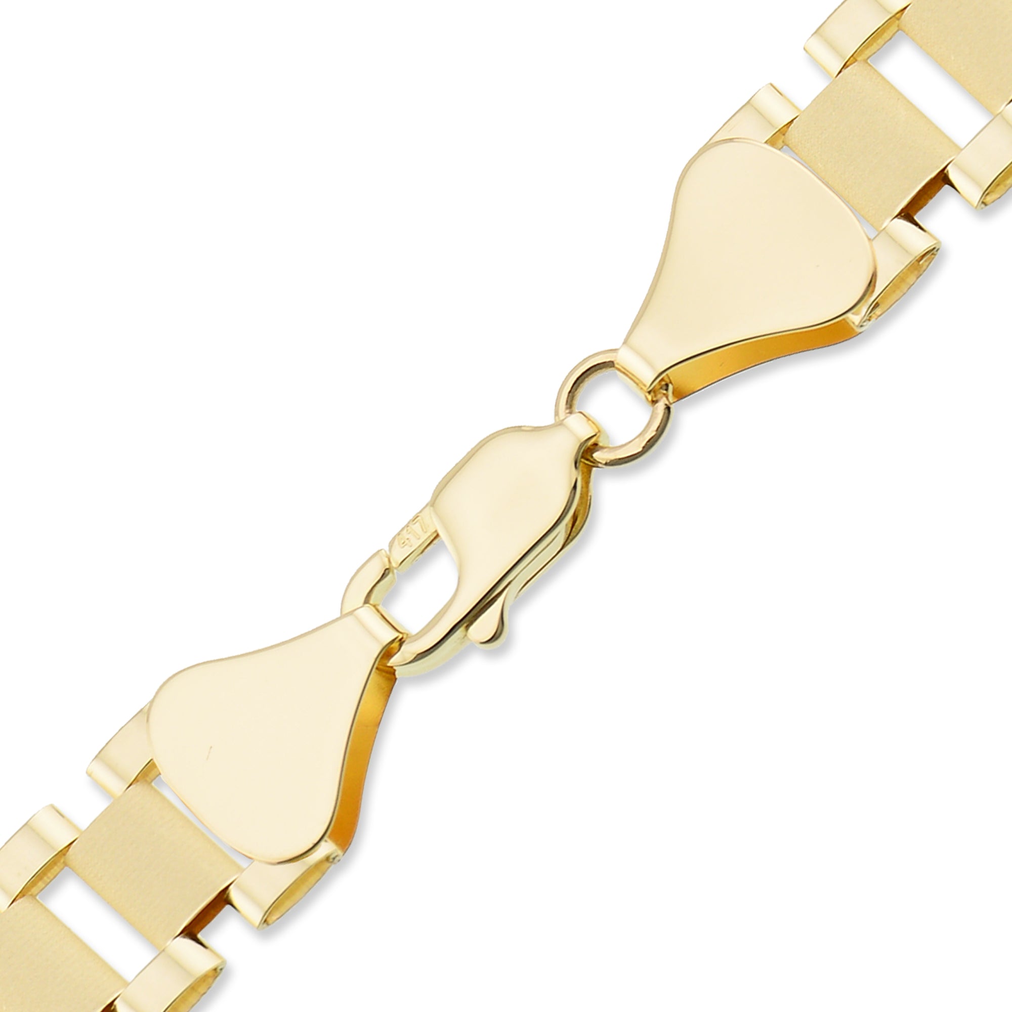 Secure lobster claw clasp attached to 10K gold presidential watch band chain
