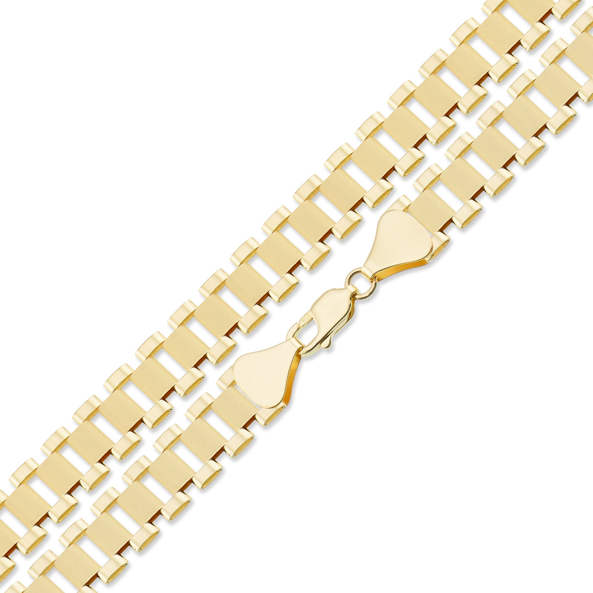 10K solid yellow gold 10mm presidential watch band link chain necklace layout