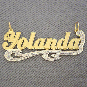 Personalized Gold Name Pendant Two Tone Charm NT41