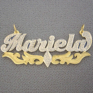 Personalized Gold Name Pendant Two Tone Charm NT52