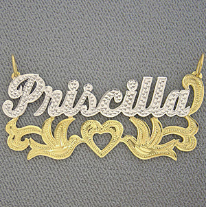 Personalized Gold Name Pendant Two Tone Charm NT54