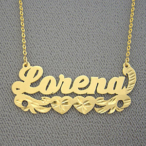 Gold Personalized Name with Hearts Necklace jewelry NN46