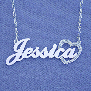 Silver Personalized Name Necklace Pendant with Heart SN71