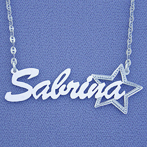 Silver Personalized Name Necklace Pendant with Star SN73