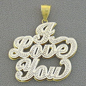&#39;Gold I Love You&#39;&#39;  Double Plate Diamond Pendant Necklace NP44&#39;&#39;&#39;