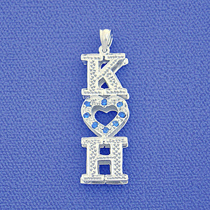 Silver 2 Initials Heart Vertical Pendant Birthstone SI60